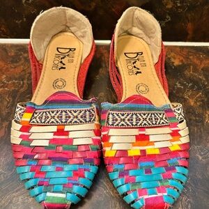Multicolored‎ Woven Leather Slip On Sandals